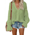 Womens V Neck Lace Crochet Shirts