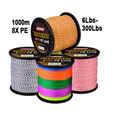 خط صيد مضفر قوي Super PE - 8 ألوان ، 8 × 1000 م ، 6-300 رطل