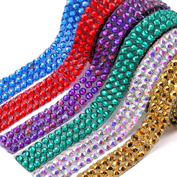15mm Crystal Glass Strass Hot Fix Rhinestone Chain Tape for DIY Crafts and Clothing