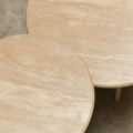 Table ronde table de chevet en travertin beige