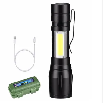 USB Rechargeable COB LED Mini Flashlight for Pocket and Keychain with Camping Light Function