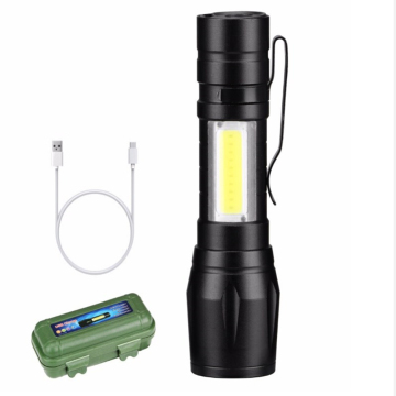 USB Rechargeable COB LED Mini Flashlight for Pocket and Keychain with Camping Light Function
