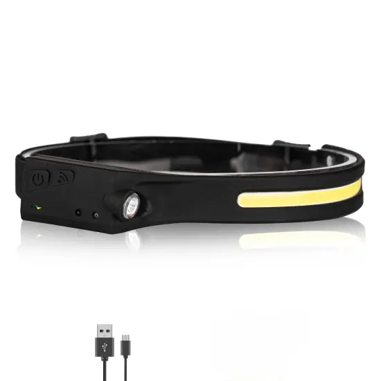 Rechargeable Waterproof COB Headlamp with USB Charging for Outdoor Night Running