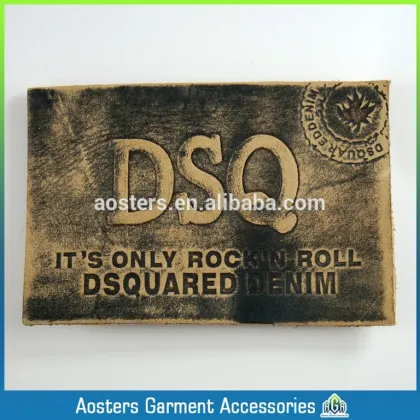 Custom clothes fabric quality jeans leather label design leather patch manufacturers