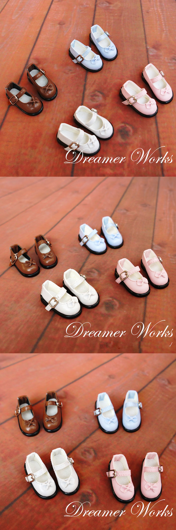 1/6 White/Blue/Brown Flat Shoes for BJD