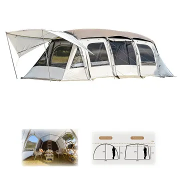 Customized Double Layer Waterproof Sunscreen Camping Aluminum Tunnel Tent for Families