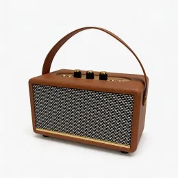 Retro Style Wooden Speaker with Leather Wrap