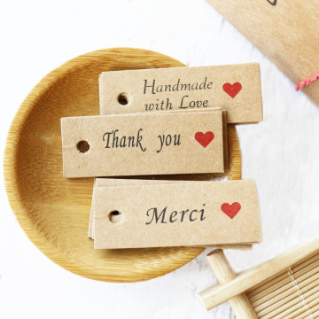 100pcs Thank You Kraft Paper Tags Party Decoration Merci Gift Paper Hang Tags Paper Cards DIY Price Label Handmade Garment Tags