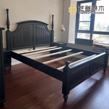 Black Painted Wooden Bed Frame for Cozy Rooms