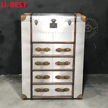 U-BEST Industrial Vintage Aviation Rectangle Cabinet Cube Night Coffee Table