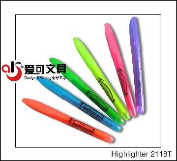 transparent fine barrel plastic highlighter of fibre tip with clip