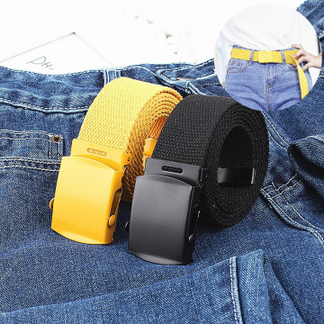 1PC Fashion Automatic Women Nylon Belt Buckle Canvas Belt Thicken Long Cloth Belts Knitted Waistband Women Strap Belt New