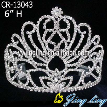 6 Inch wholesale rhinestone pageant crowns tiaras