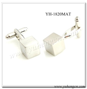 YH-1820MAT Plain Wholesale Brushed Blank Cube Cufflinks