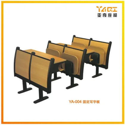 Wooden folding furniture college lecture desk and chair seating