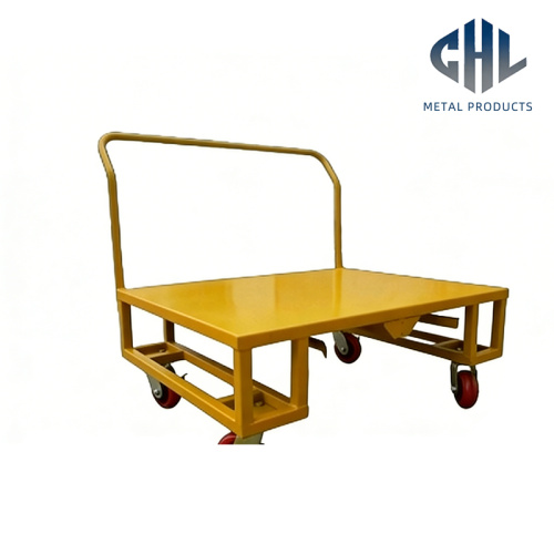 Желтая сверхмощная транспортная тележка с колесами