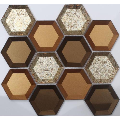 Shiny Color Mixed Crystal Glass Hexagon Mosaic