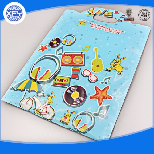 Printed plastic bag with handle for shopping