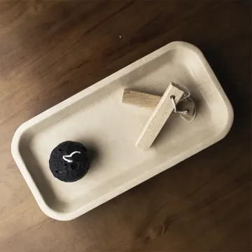 Luxury Five-Star Hotel Bath Room Accessories Set: Beige Marble Stone Vanity Tray, Liquid Soap Plate & More