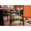 Silla de comedor verde de lujo con pierna de metal
