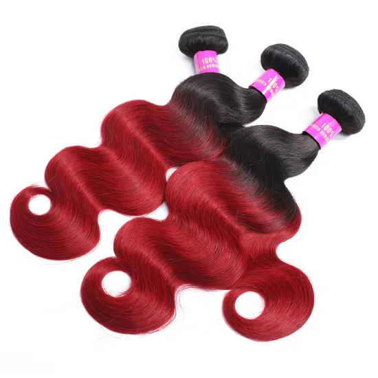 10A Grade Ombre 1B/Red Body Wave Brazilian Human Hair Bundles