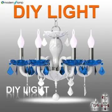 6 Light blue glass crystal chandelier made in china