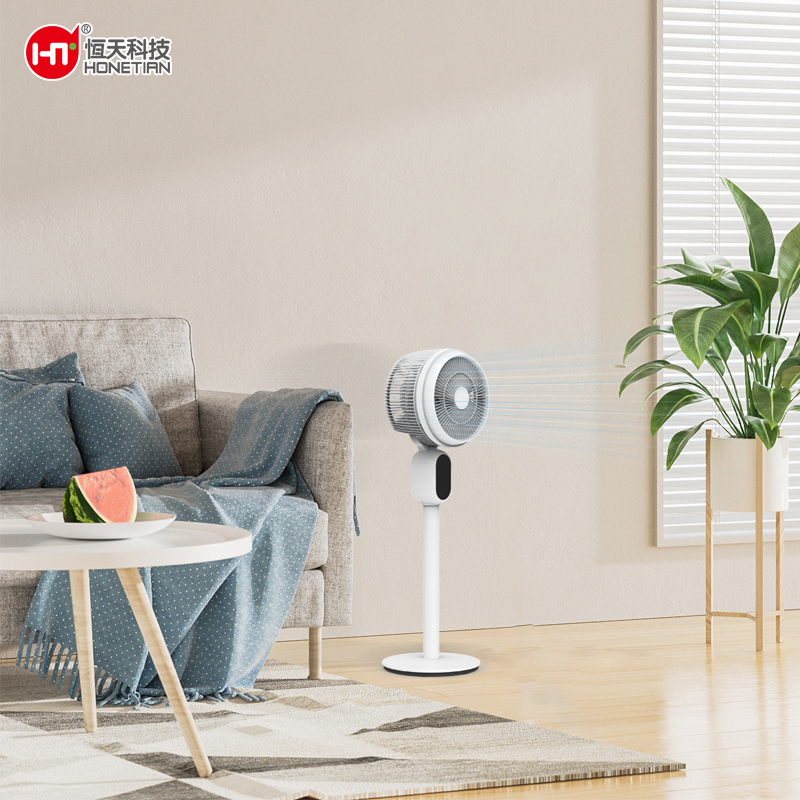 HONETIAN negative ion LED display 12 speeds 4 modes 12 timer 8 DC circulator custom colors indoor plastics hot sellers stand fan