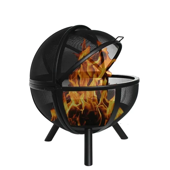 Garden Portable Fire Pit Ball Black Steel Wood-burning Fire Pit