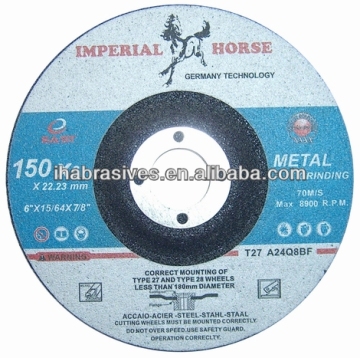 T27 abrasive depressed center grinding wheels,150X6X22.23MM,70M/S