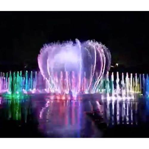 Color changing music dry fountain