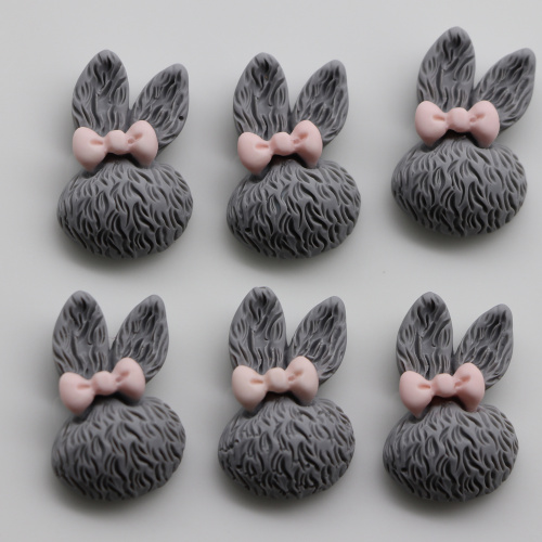 16*24.5*9MM Resin Rabbit Head With Bow Beads Charms Resin Cabochons Kawaii Rabbit Beads