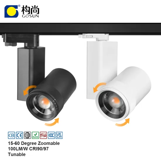 20W 15-60 Degree Zoomable LED Track Light - Anti-Glare COB Spotlight with Driver Box