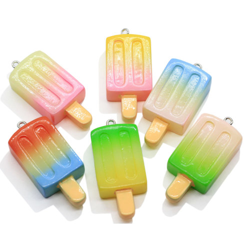 Hot Sale 100Pcs Resin 3D Summer Sweet Popsicle Charms Beads Artificial Food Miniature Craft Necklace Pendant Ornament