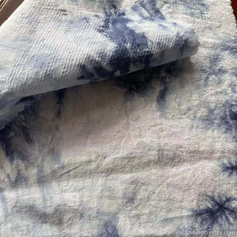 Dye Tie Dye Jacquard in vải lanh Tencil