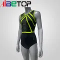 Leotardas de ginástica sem mangas com strass para meninas