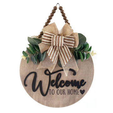 Interchangeable Seasonal Welcome Sign for Front Porch Door Decor - Wood Wreath Wall Hanging Sign