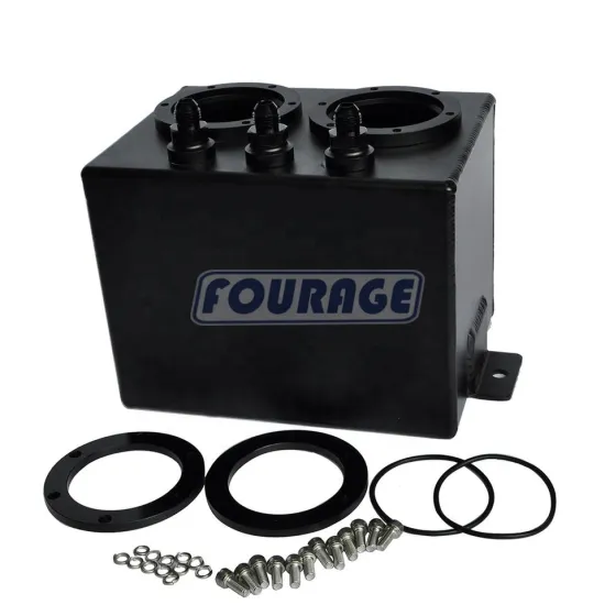 Universal Aluminum Alloy Oil Fuel Catch Can with Twin Dual Pumps Surge Tank