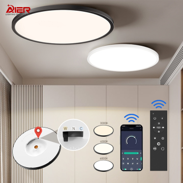 Ultra Thin Modern Smart LED Ceiling Lights with 3CCT Stepless Dimming for Home and Office