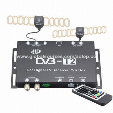 Super Quality Car DVB-T2 Digital Receiver with Double Antenna, 1,080P HD, PVR, 120kph High-speed