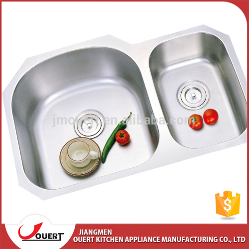304 stainless steel brushed treatment double bowl undermount kitchen sink