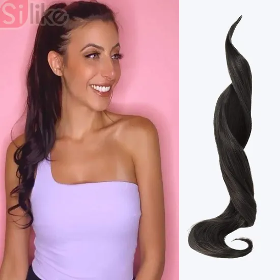 Long Wavy Ponytail Extensions 30"Platinum Blonde Heat Resistant Fiber Synthetic Wave Wraparound Pony ponytail hair extensions