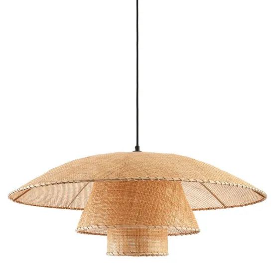 Japanese Vintage Flower Petals Shade Art Rattan Handwoven Pendant Lamp