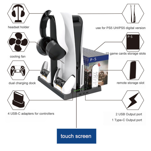 Soporte vertical con soporte para auriculares para PS5