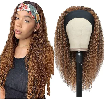 Uniky Brazilian Headband Wig Human Hair Highlight Brown Vendor Wholesale Virgin Human Hair and Wigs Headband Wig