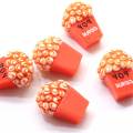 Μαζικά 100 τεμ. 24 * 28MM ρητίνη Flatback Popcorn Cabochons Kawaii Resin Miniature Dollhouse Popcorn Food Craft Hair Bow Center Craft