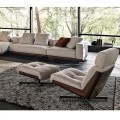 Cómoda silla reclinable con estructura de madera para sala de estar