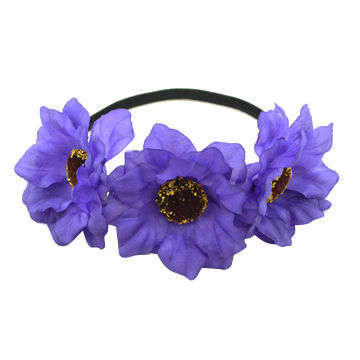 Purple blooming flower with elastic string newest arrival wholesale headbands, OEM/ODM orders
