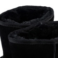 Black Classic Cowhide Wool Medium Flat Snow Boots