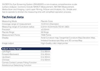 Portable Non-Invasive Ocular Surface Dry Eye Analyzer - SW-6000D Eye Exam Instrument