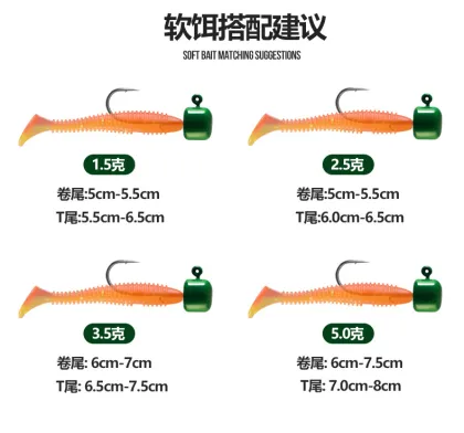 Reinforced Lead Head Fishing Hook to Prevent Dehooking - 3.5g/5g Soft Lure Hook